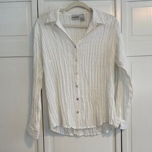 Chico's Textured White Button-Up Shirt